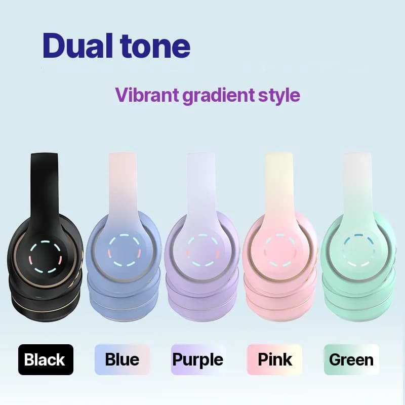 Casque sans fil supra-auriculaire avec éclairage LED et radio FM