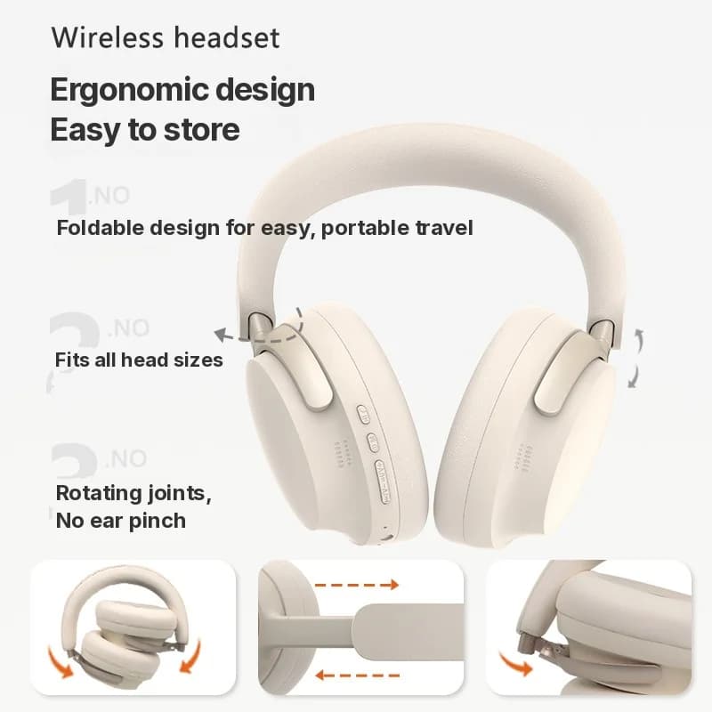 Casque sans fil Bluetooth supra-auriculaire avec charge Type-C et son stéréo