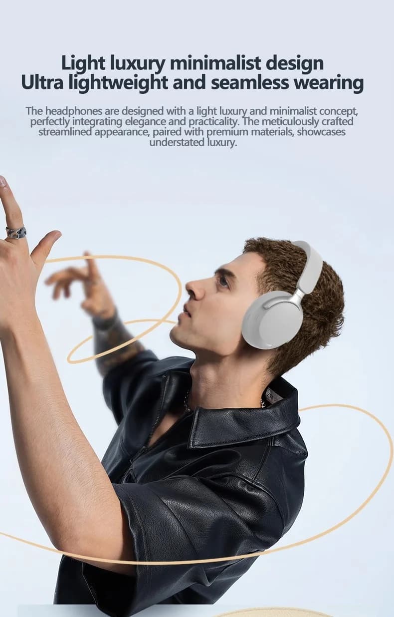 Casque Bluetooth sans fil supra-auriculaire avec son stéréo 3D et longue autonomie
