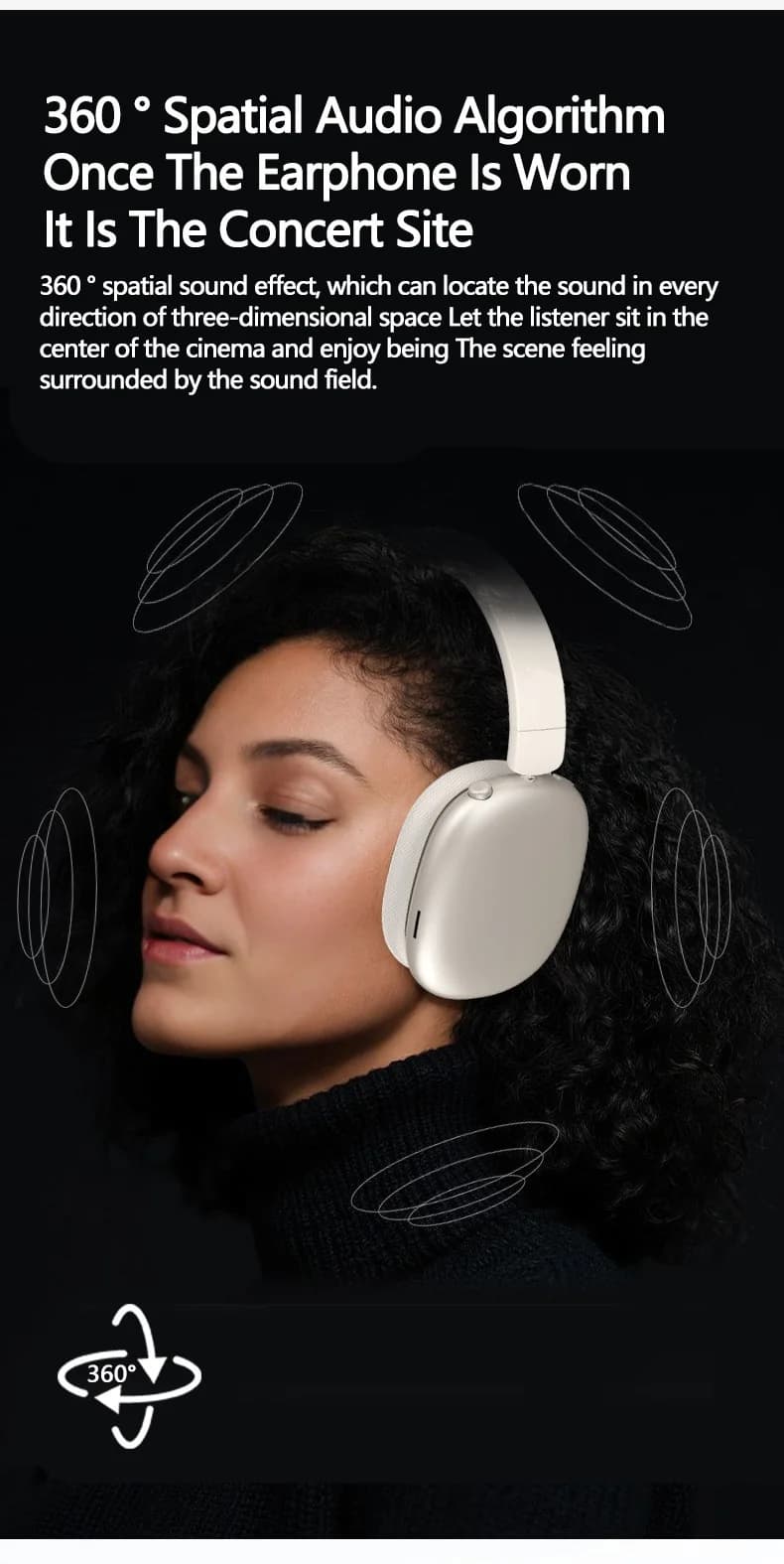 Casque Bluetooth sans fil à réduction active du bruit avec micro