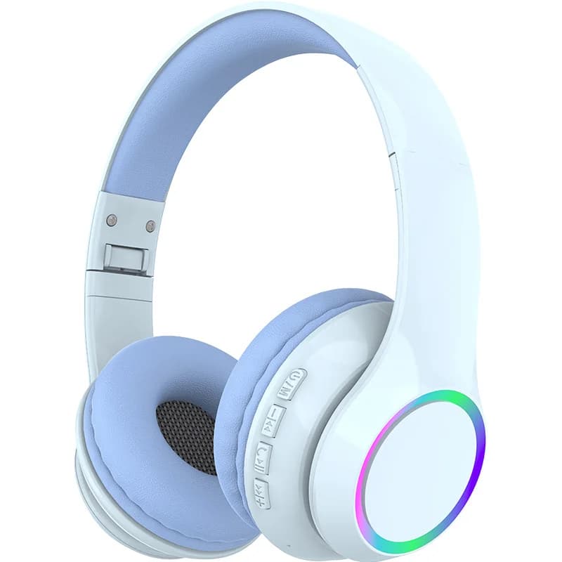 Casque Bluetooth sans fil supra-auriculaire avec lumières LED et micro
