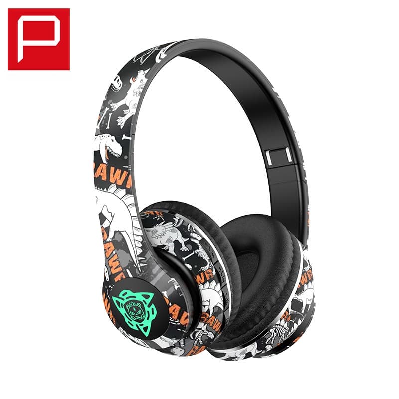 Casque Bluetooth sans fil circum-auriculaire pliable design graffiti