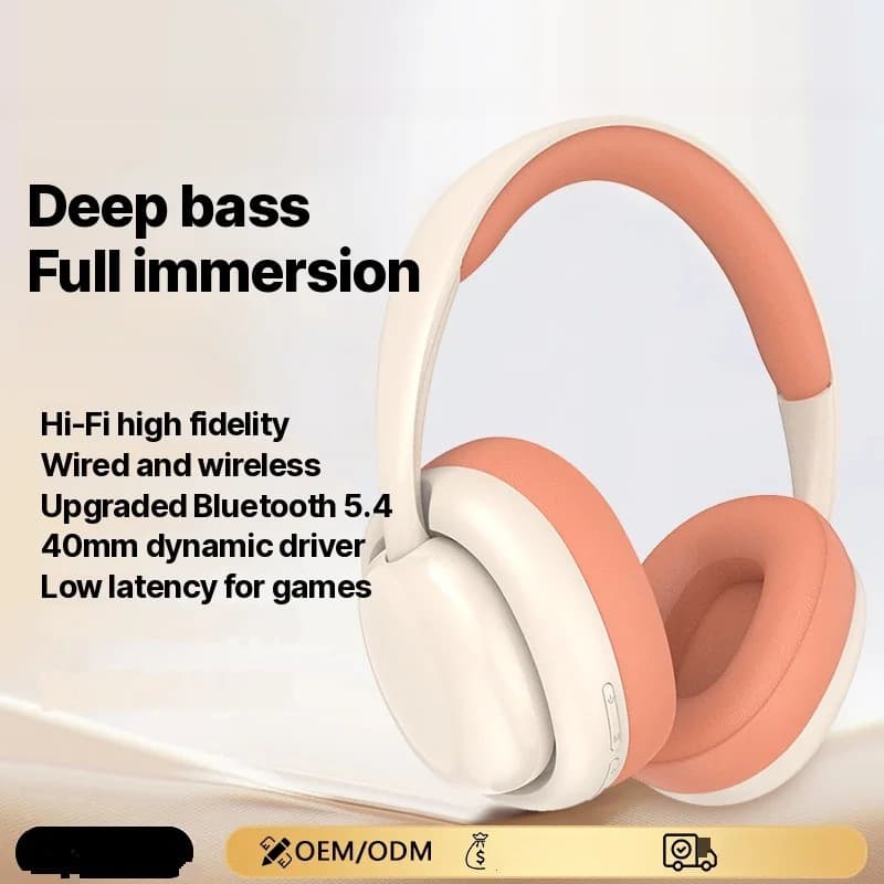 Casque Bluetooth sans fil supra-auriculaire avec radio FM et lecteur de carte TF