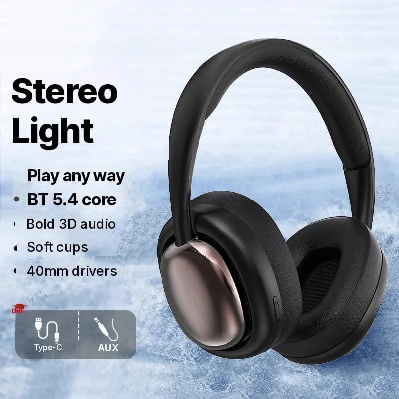 Casque sans fil supra-auriculaire Bluetooth avec micro et haut-parleurs 40mm