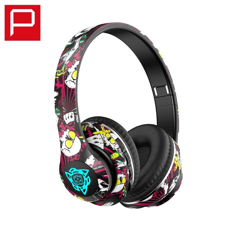 Casque Bluetooth sans fil circum-auriculaire pliable design graffiti