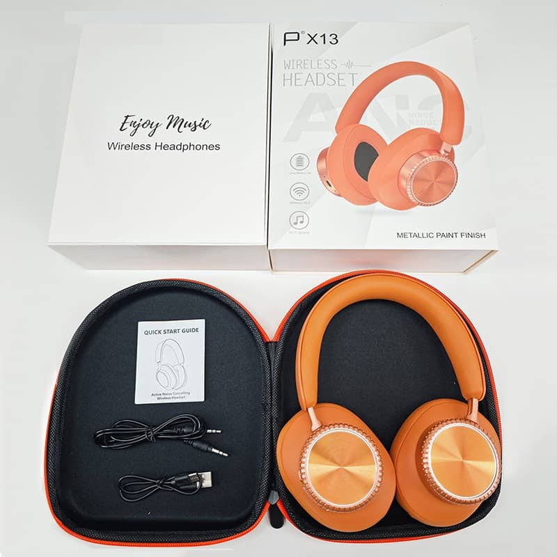 Casque Bluetooth sans fil supra-auriculaire avec réduction de bruit et étui