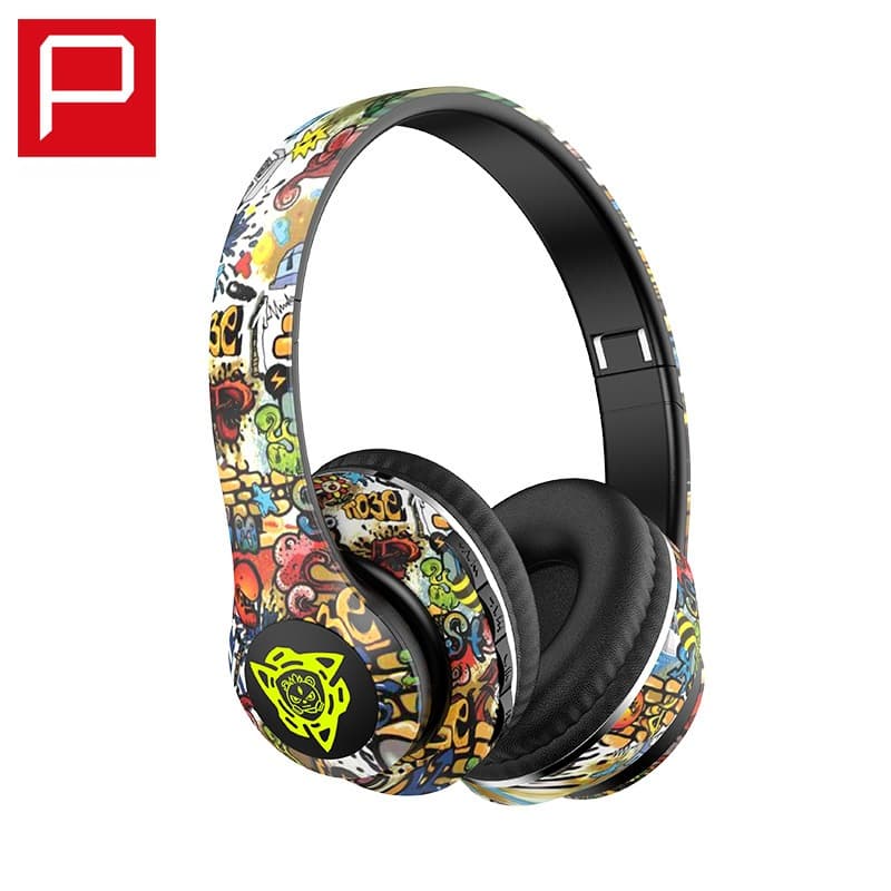 Casque Bluetooth sans fil circum-auriculaire pliable design graffiti