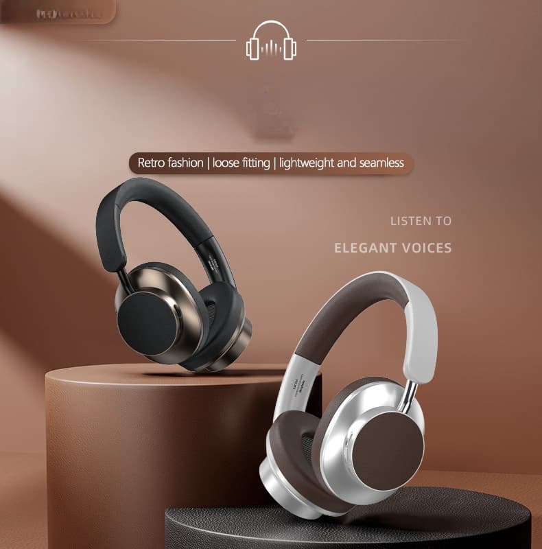 Casque Bluetooth rétro supra-auriculaire avec radio FM et emplacement pour carte TF