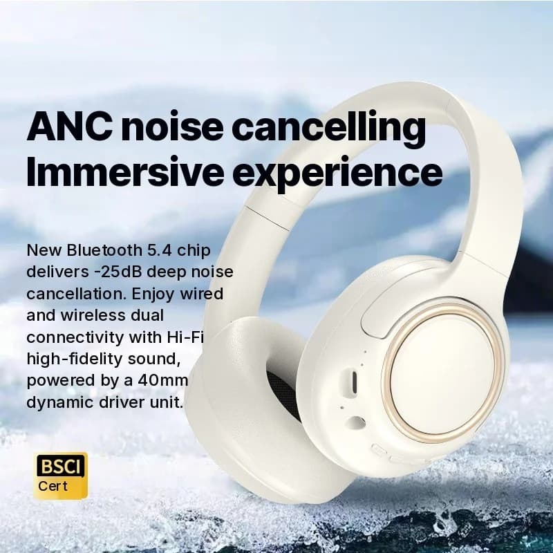 Casque sans fil à réduction active du bruit avec micro, autonomie 35H